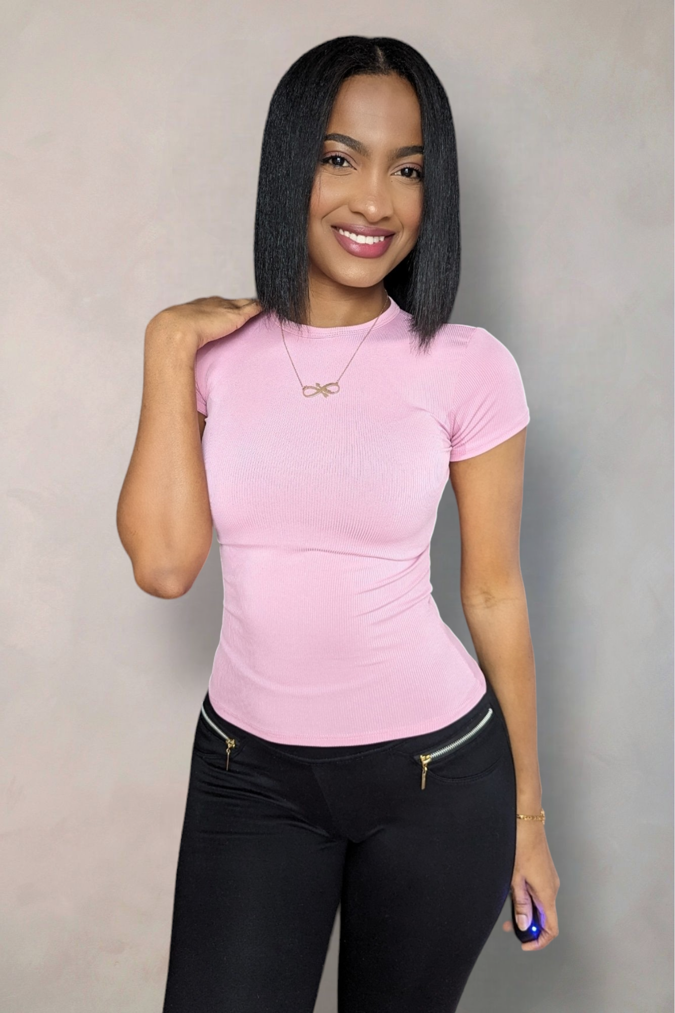 High Neckline BabyTee Uncropped Rib